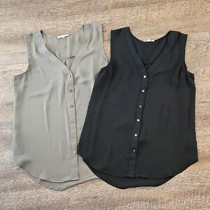Maurices Olive and Black Sleeveless Blouses